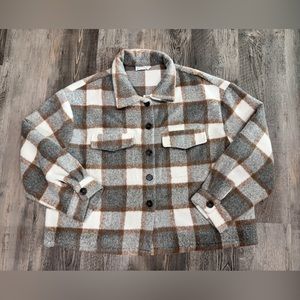 First Love by Lovelyn Jacket/Coat, Gray/Neutral Plaid, Size 3X
